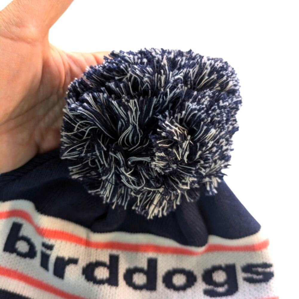 Birddogs Pom Pom Beanie Cap Hat Navy Blue Winter Ribbed Foldover Snow Ski - Picture 2 of 9